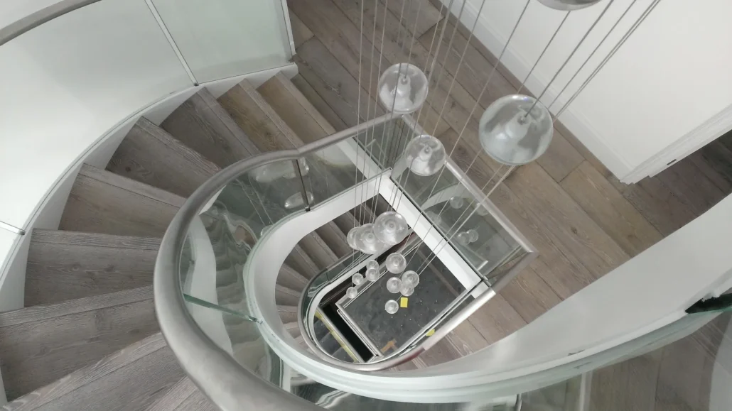 Spiral staircase in a London home, checked for moving access